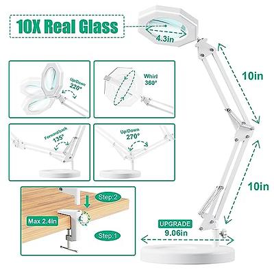 10X Magnifying Glass with Light Hand Free, HITTI 3 Color Stepless