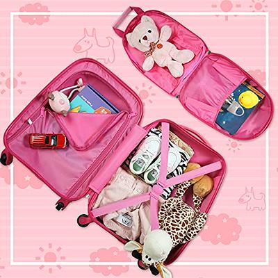 Costway 2 Pcs Kids Luggage Set 12 Backpack & 16 Kid Carry on Suitcase for Boys Girls Pink