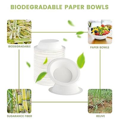 125 Pack - Paper Bowls, 12 oz Disposable Bowls 100% Compostable