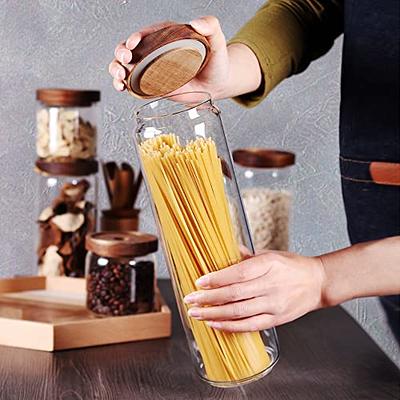 CZFWin Glass Flour Container with Airtight Bamboo Lid, Large Glass