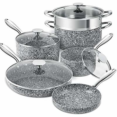 MICHELANGELO Stone Cookware Set 10 Piece, Ultra Nonstick Pots and Pans Set  with Stone-Derived Coating for Kitchen, Granite - 10 Piece - Yahoo Shopping