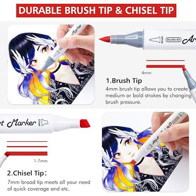 52 Colors Alcohol Brush Tip Chisel Sketch Art Marker Pen Dual Tip+Carrying  Bag