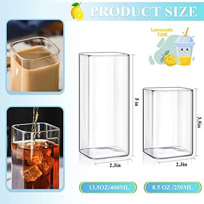 3 Pack Square Glass Cups Tumbler Highball Drinking Glasses for Water Wine  Beer Cocktails Juice Iced Tea Coffee Mixed Drinks Kitchen Party Home