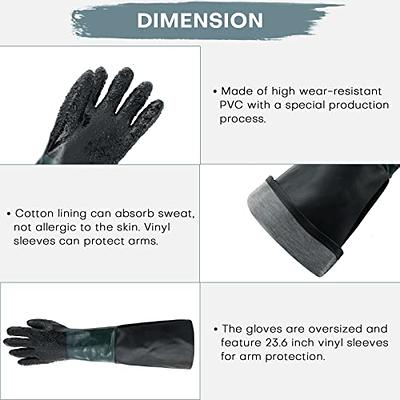 FLKQC Rubber Sandblasting Gloves, 1 Pair 23.6 Blast Protection Gloves Kit  with 2 Glove Holders & Metal Clamps