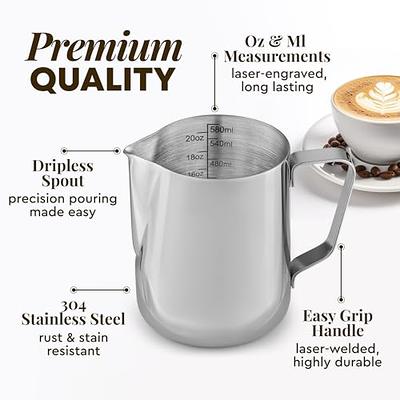 Zulay Kitchen 20oz Stainless Steel Milk Frothing Pitcher - Milk Frother Cup  - Easy-to-Clean Espresso Accessories - Easy-to-Read Creamer Measurements -  Foam Making for Coffee & Matcha - Yahoo Shopping