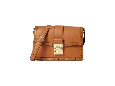 Mcm Small Tracy Leather Shoulder Bag in Cognac