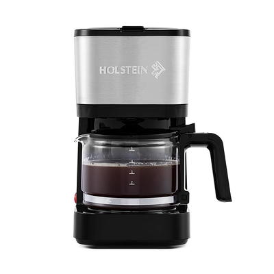 Holstein Housewares 5-Cup Coffee Maker - Pause N Serve, One-Touch Operation, Non-Stick Warming Plate, Water Level Indicator - Reusable Filter 