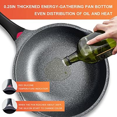 Vinchef Nonstick Skillet with Lid, 11In/5Qt Aluminum Deep Frying Pan with  Lid and Heat Indicator, Anti Scratch and Anti Stain Deep Saute Pan,  Induction Compatible - Yahoo Shopping