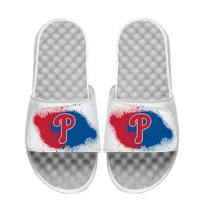 Men's ISlide Navy Atlanta Braves Spray Paint Slide Sandals