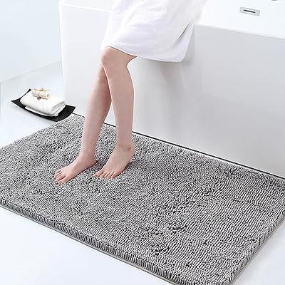 Lochas Microfiber Bathroom Rugs Non Slip Bath Mat Shaggy Soft Absorbent Non  Slip Washable Bath Rug for Bathroom,Gray,24x70