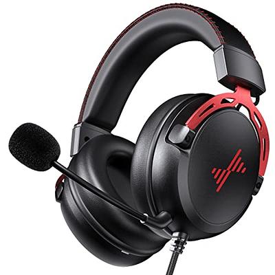 BINNUNE Dual Wireless PC Gaming Headset with Microphone for Desktop PS5 PS4  – 2.4G Bluetooth over Ear Gamer Headphone for Video Game Laptop PlayStation  Nintendo Switch iPad, Black with Red 