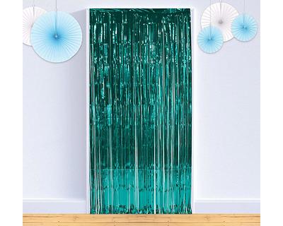 Teal Fringe Door Curtain - Metallic Curtain, Party Decorations