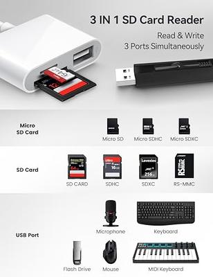 SD Card Reader,3in1 Memory Card Reader for iPhone/iPad,USB C and