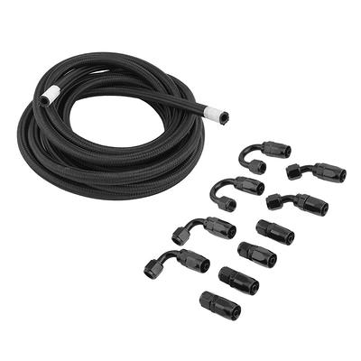 Novelbee 20FT 6AN Fuel Line Kit 3/8'' Oil Fuel line Hose Fitting Kit  Braided Nylon Stainless Steel Fuel line with 10pcs Swivel Hose End Adapter  Kit