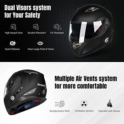 Motorcycle Modular Bluetooth Helmet DOT/ECE Approved Flip Up Front Helmets Dual Anti-Fog Visors Full Face Helmet Built-in MP3 Integrated for Adults