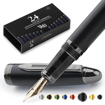 Wordsworth & Black Fountain Pen Set, Luxury Bamboo Wood - Medium Nib, Gift  Case; Includes 6 Ink Cartridges, Ink Refill Converter -Journaling