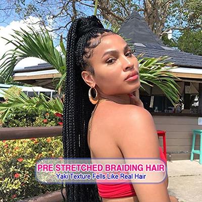 Braiding Hair Pre Stretched Braiding Hair Extensions 30 Inch 8 Packs Long  Prestretched Crochet Braids Hair Hot Water Setting Premium Yaki Texture(1B)  30 Inch (Pack of 8) 1B