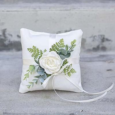Amazon.com: Ring Bearer Pillow - Linen-look Wedding Ring Cushion - Vintage  Inspired Wedding Ring Pillow w/Greenery by Ragga Wedding : Handmade Products