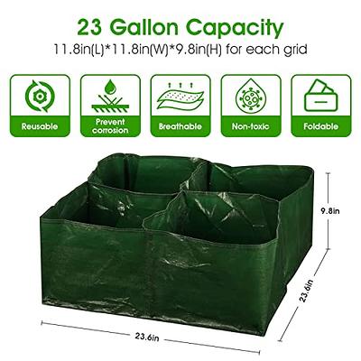 Fabric Raised Garden Bed, Square Plant Grow Bags, Large Durable Rectangular  Reusable Breathe Cloth Planting Container for Vegetable, 4 Grids Heavy Pot