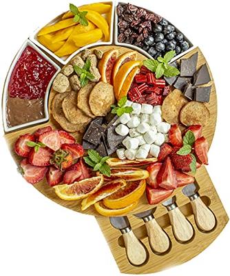  Dicunoy Set of 8 Appetizer Serving Tray, 12.4 Ceramic Divided  Relish Dish, Porcelain Veggies Serving Tray with Handle and Dip, White  Platter for Fruit, Candy, Snacks, Taco Chips, Parties : Home