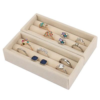 Stratalife Velvet Jewelry Organizer 24 Grid Jewelry Tray with Clear Glass  Lid Display Showcase Storage Organizer Box for Earring Necklace Rings Dice