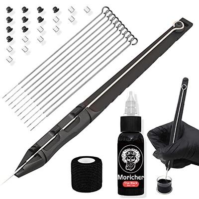Black Traditional Tattoo Hand Needle Kit with Ink Needles