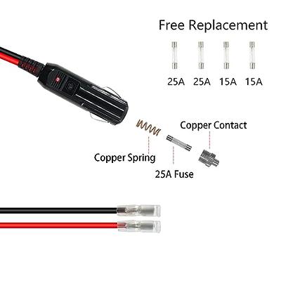 WOWLED 13FT 14AWG 12-24v Car Charge Cigarette Lighter Extension Cable Male  to Female Socket, 14AWG Heavy Duty Cigarette Lighter Cord with LED Light