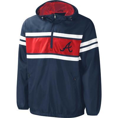 Men's Atlanta Braves G-III Sports by Carl Banks Navy/Red Lineman Half-Zip  Hoodie Jacket