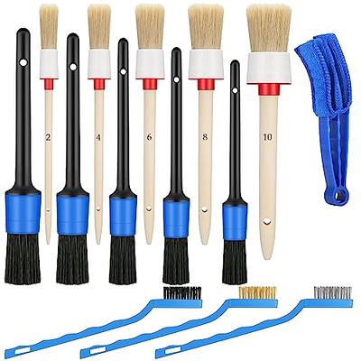 5Pcs Auto Detailing Brush Set Natural Boar Hair Detail Brush Car Detailing  Cleaning Brushes