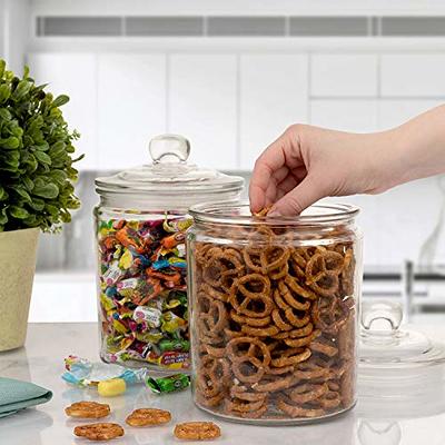 Set of 2 Glass Jar with Lid (2 Liter), Airtight Glass Storage Cookie Jar  for Flour, Pasta, Candy, Dog Treats, Snacks & More, Glass Organization  Canisters for Kitchen & Pantry