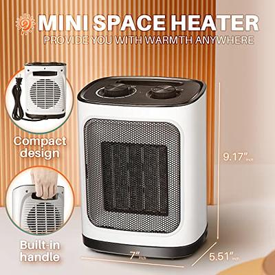 Kismile Small Electric Space Heater Ceramic Space Heater,Portable Heater  Fan for Office with Adjustable Thermostat and Overheat Protection ETL  Listed