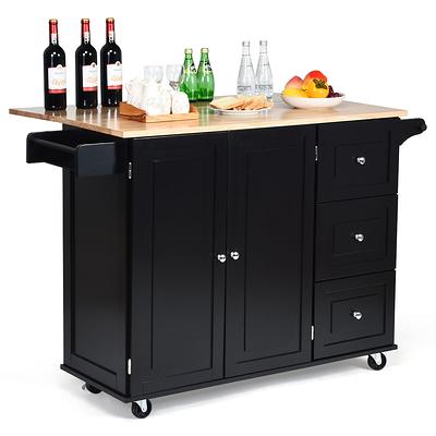 Westsky 43 in. Wide White Modern Mobile Kitchen Island Cart