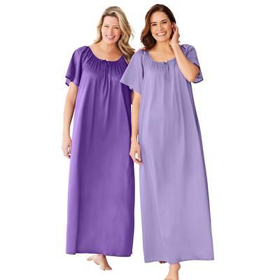 Plus Size Women's 2-Pack Long Silky Gown by Only Necessities in Plum Burst  Soft Iris (Size 3X) Pajamas - Yahoo Shopping