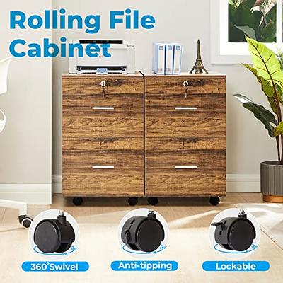 File Cabinet 2 Drawers Wooden Vertical Filing Cabinet with Lock