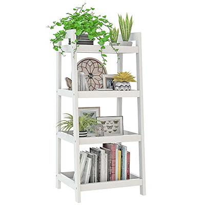 Dracelo 3-Tier Brown Bathroom Ladder Shelf, Bathroom Floor Storage Shelf with Drawer