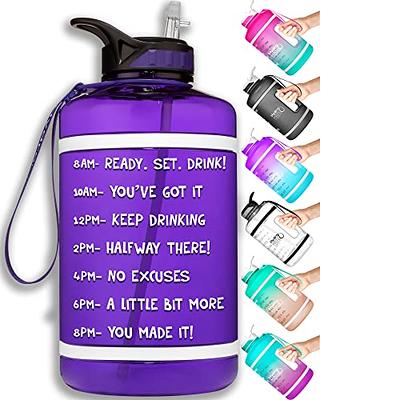 gohippos Water Bottles with Times to Drink, 64 oz Half Gallon Water Bottle with Straw, Motivational Water Bottle for Gym School