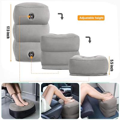 Inflatable Airplane Footrest Pillow | Inflatable Kids Travel Bed | Adjustable Height Inflatable Foot Rest for Air Travel, Train, Car, Home or Office
