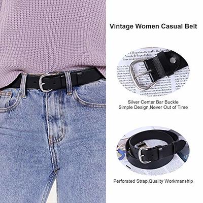 JASGOOD Women's Leather Jeans Belt Waist Casual Belt for Pants