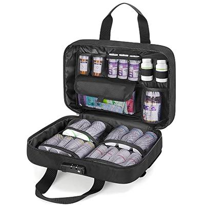 CURMIO Pill Bottle Organizer Bag with Lock, Medicine Organizer and Storage  Case for Prescription Bottles, Empty First Aid Bag for Home and Travel, Red