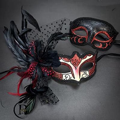 IDOXE Golden Black Couple Masquerade Masks Set Venetian Party Mask