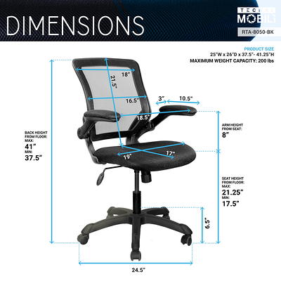 Modern High-Back Mesh Executive Office Chair With Headrest And Flip Up -  Techni Mobili