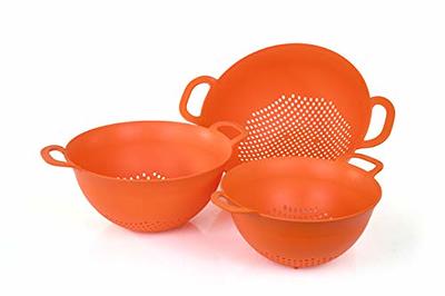 Mintra Home Plastic Bowls with Handles 2 Pack (Large, Orange)