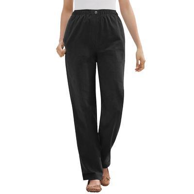 Roaman's Women's Plus Size Straight-Leg Soft Knit Pant Pull On Elastic Waist