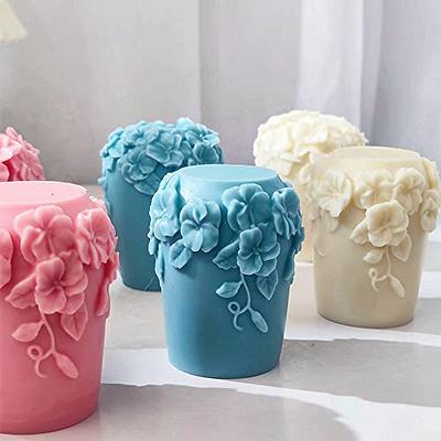 Cylinder Candle Molds Silicone, 3D Rattan Flowers Silicone Candle