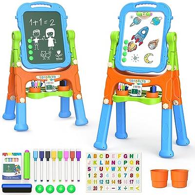 Portable Desktop Tabletop easel for kids, 2 Sided Dry Erase Chalkboard &  White Board, Dry Erase Easel for Kids, Art Easel set for Toddler & Kids 3 4  5