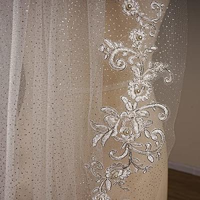 EllieWely 1 T Cathedral Length Floral Lace Appliques Wedding Bridal Veil  Ivory - Yahoo Shopping