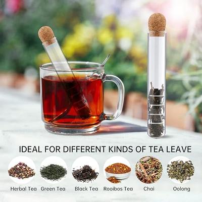 2 Pcs Clear Glass Tea Infuser for Loose Leaf Tea - Reusable Loose Leaf tea  steeper with Cork, Tea Strainers for Loose Tea Single Cup, All Types of