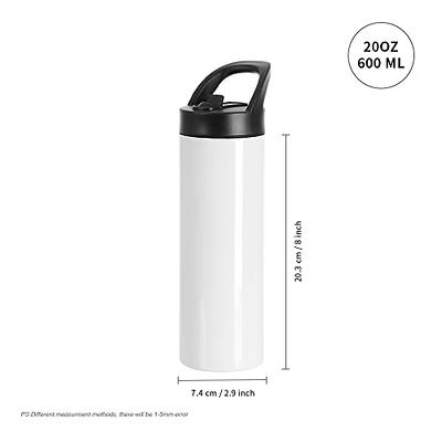 PYD Life Sublimation Water Bottles Sports Jug Blanks 42 oz White with Portable Handle,Pop Lid and Sippy Up Straw Large Wide Mouth Stainless Steel