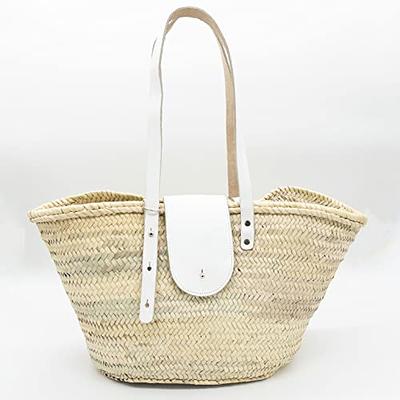  French basket with leather strap, Straw backpack, Beach bag,  Hipster backpack, straw basket, summer bag : Handmade Products