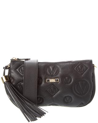 New Valentino by Mario Valentino Diana Monogram Black/Gold Leather  Crossbody Bag